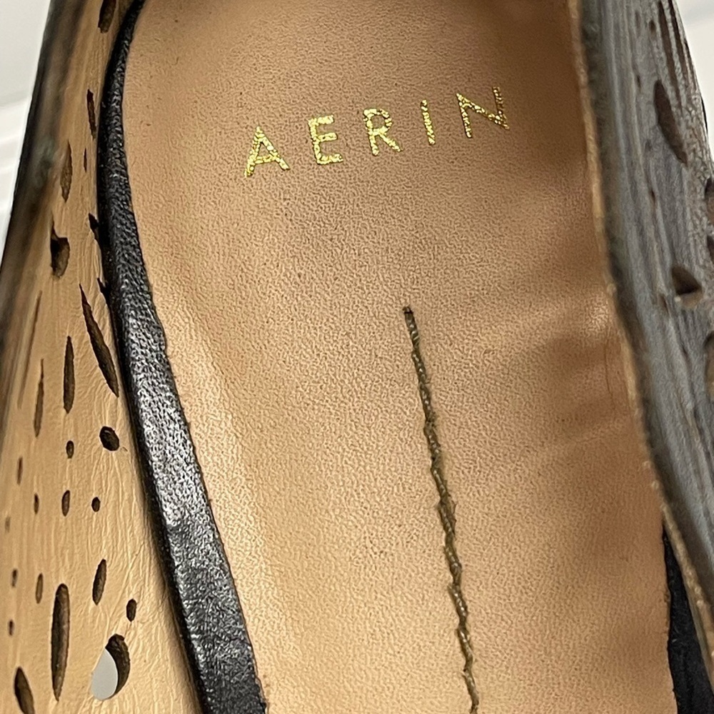 Aerin Brown Laser Cut Leather Pointed Toe Heels Women’s Size 10 View 2